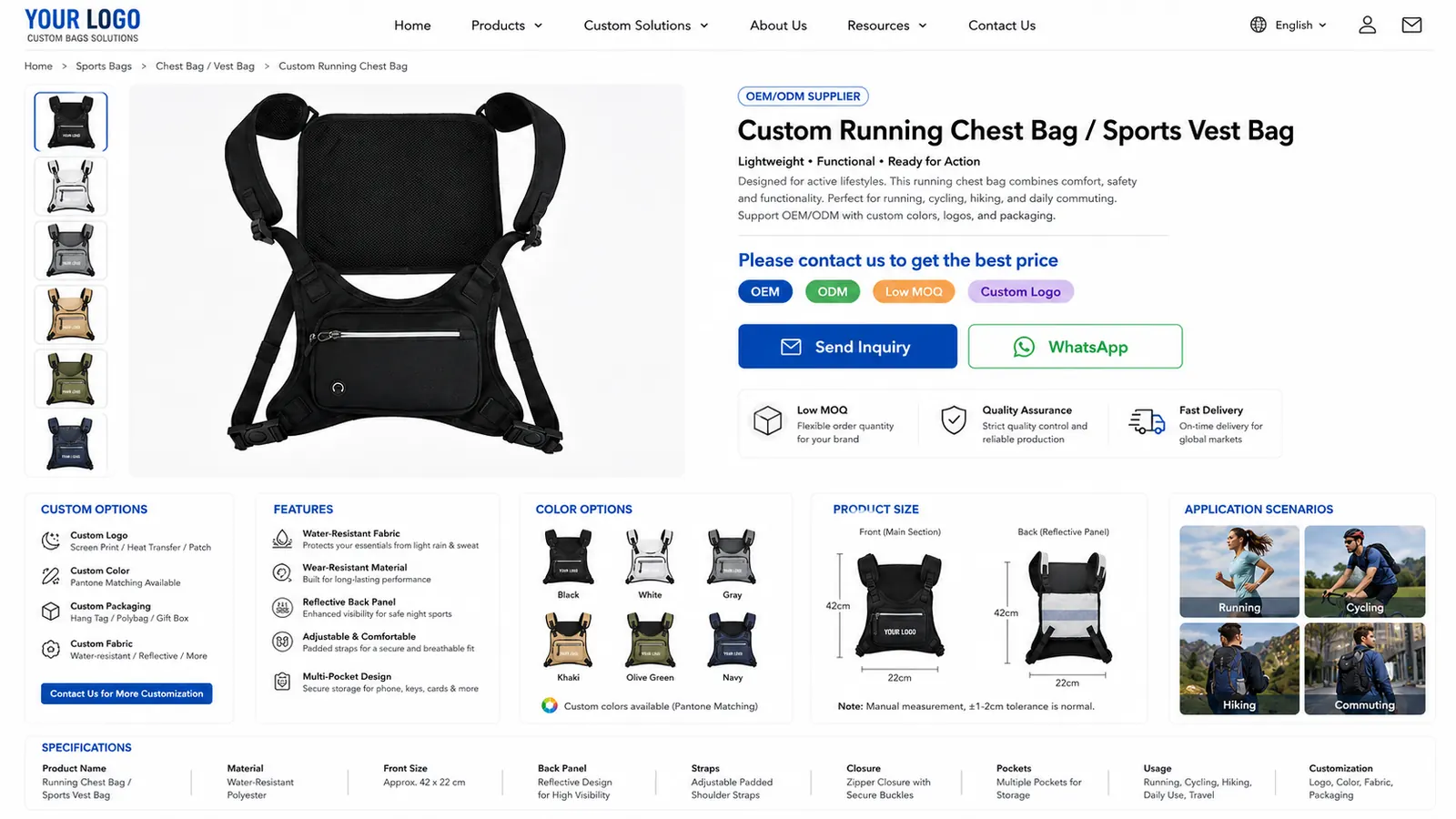 Custom Running Vest Chest Bag / Sports Chest Pack 2