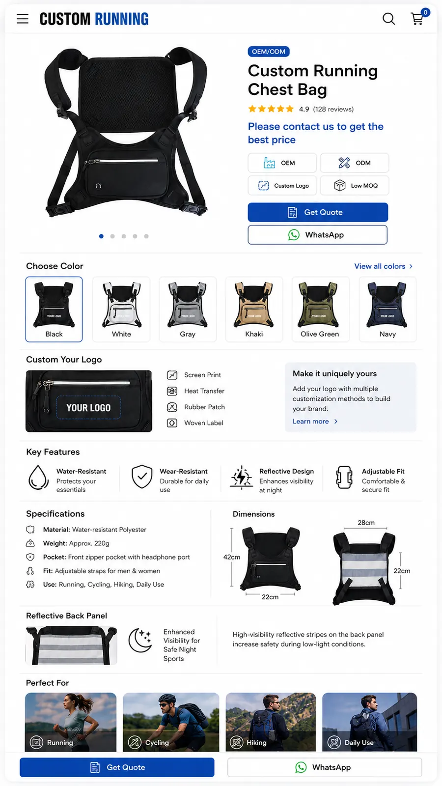 Custom Running Vest Chest Bag / Sports Chest Pack 3