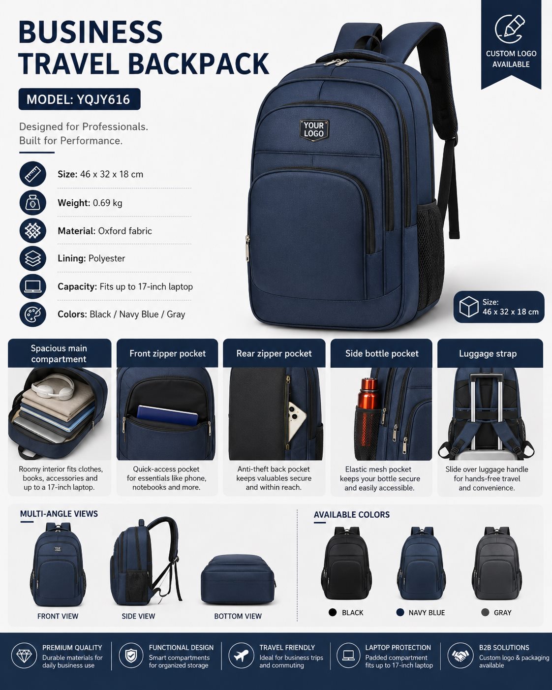 Black Navy Gray Color Options
